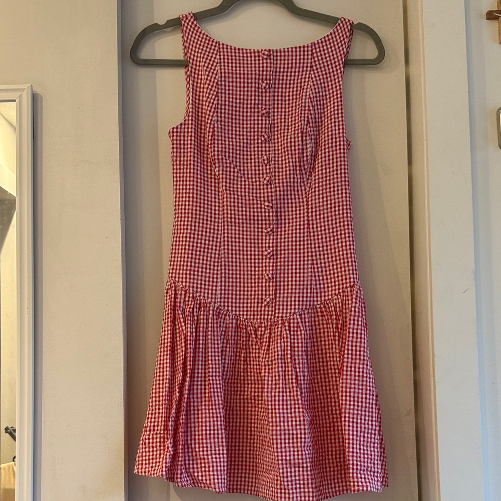 Red Gingham Button-Front Sundress